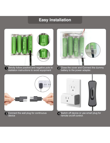Adaptador de Batería AA 6V 1A QUZOC para Dispositivos Inteligentes
