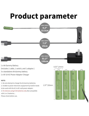 Adaptador de Batería AA 6V 1A QUZOC para Dispositivos Inteligentes