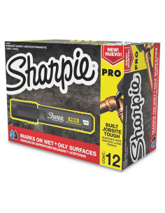Marcador Permanente Sharpie Pro Negro Punta Cincel 12 Unidades