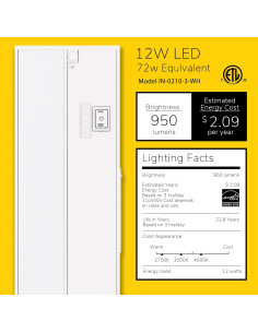 Iluminación LED Bajo Gabinete Inlight 61cm Regulable 2700K-4000K 2