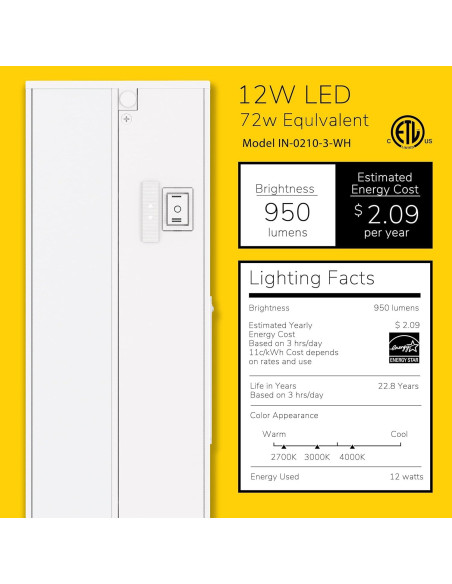 Iluminación LED Bajo Gabinete Inlight 61cm Regulable 2700K-4000K
