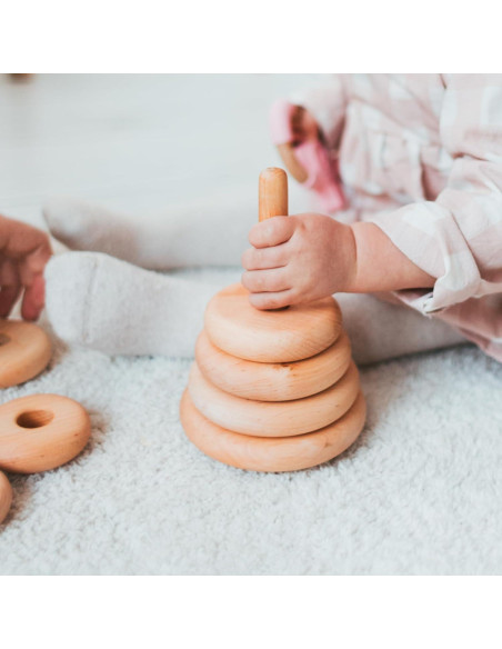 Juguete de Apilamiento de Anillos de Madera Montessori 31cm