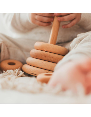 Juguete de Apilamiento de Anillos de Madera Montessori 31cm
