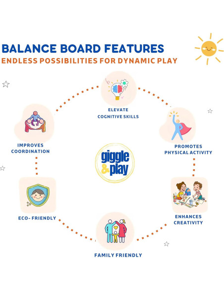 Tabla de Equilibrio de Madera Giggle & Play 91.44 cm Natural Tabla de Equilibrio de Madera Giggle & Play 91.44 cm Natural