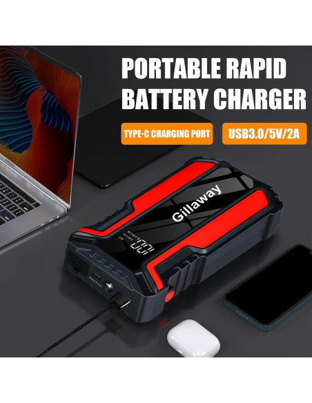 Arrancador de Salto Gillaway 5000A 12V para Coche y Moto