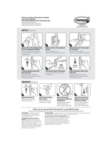 Gancho de Pared Command Grande, Soporta 2.27 kg, Color Níquel