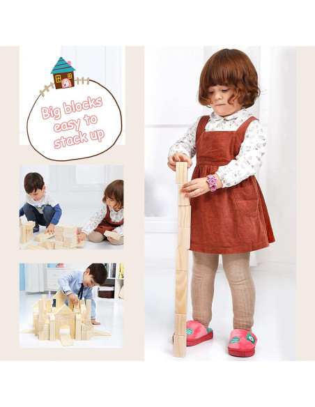 Bloques de Madera Grandes Onshine 64 Piezas para Niños 1-3 Años
