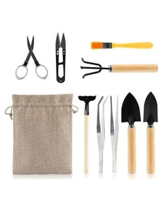 Juego de Herramientas de Bonsái LIHAO 9 Piezas Esenciales