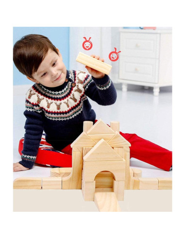 Bloques de Madera Grandes Onshine 64 Piezas para Niños 1-3 Años