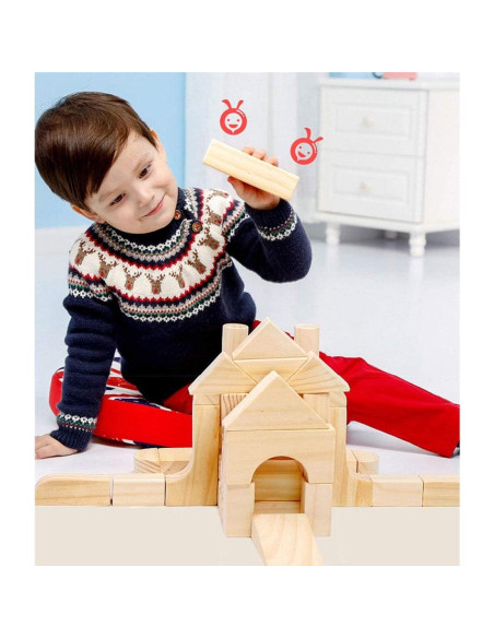 Bloques de Madera Grandes Onshine 64 Piezas para Niños 1-3 Años