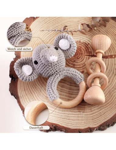 Sonajero de Madera Elefante 2pcs Mamimami Home Orgánico