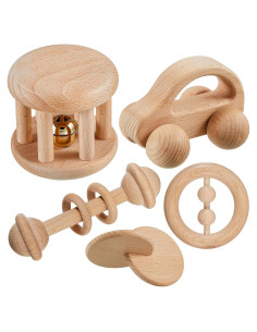 5 Piezas Juguetes de Madera Zhanmai para Bebés 0-12 Meses