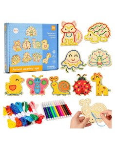 Kit de Costura Montessori Cleboen - Tarjetas de Enhebrado de Madera para Niños