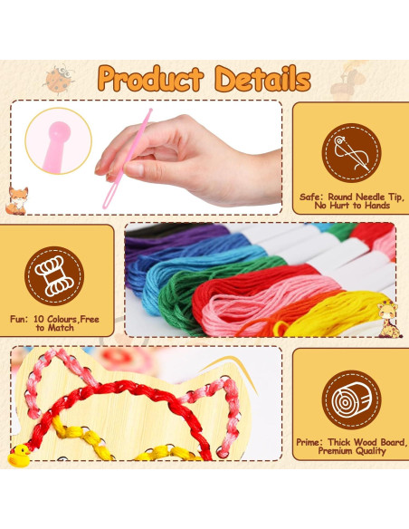 Kit de Costura Montessori Cleboen - Tarjetas de Enhebrado de Madera para Niños