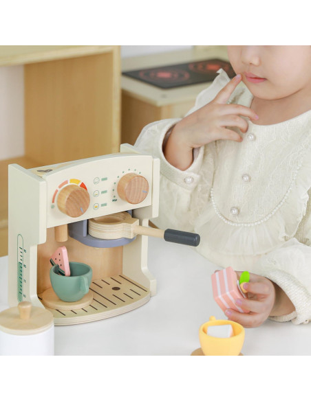 Juego de Café de Madera Milefun 22 Piezas para Niños 3-8 Años