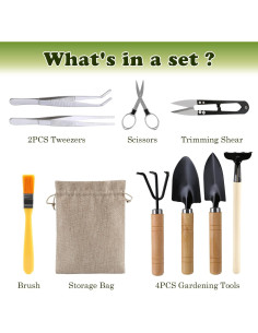 Juego de Herramientas de Bonsái LIHAO 9 Piezas Esenciales 2