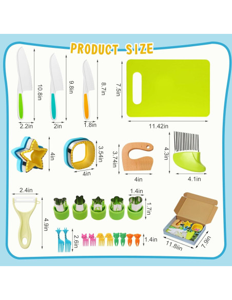 Juego de cuchillos de cocina para niños Baokcotei 24 piezas Juego de cuchillos de cocina para niños Baokcotei 24 piezas