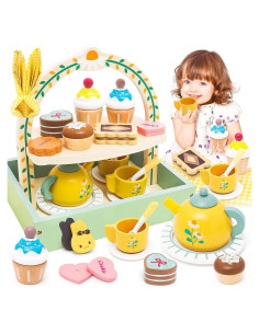 Juego de Té de Madera Supergfs para Niñas 3 a 6 Años