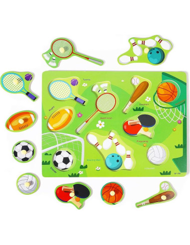 Puzzle Montessori de Madera GRINNNIE 9 Piezas para Niños 3-5 Años