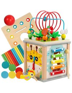 Cubo de Actividades Montessori de Madera ALaLatois 10 en 1 2