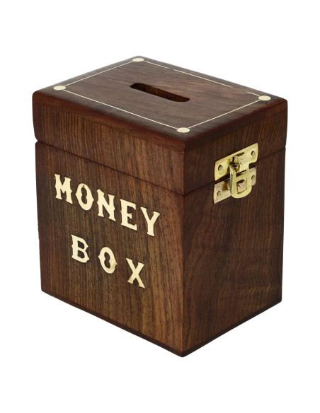 Caja de Ahorro de Madera Hecha a Mano ARTISENIA 10x7.6 cm