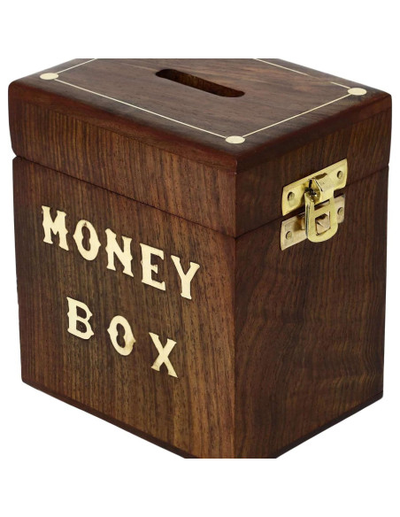 Caja de Ahorro de Madera Hecha a Mano ARTISENIA 10x7.6 cm