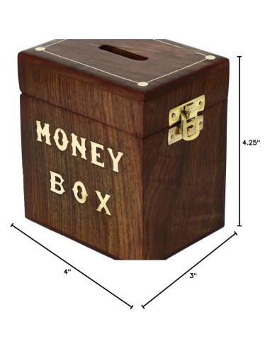 Caja de Ahorro de Madera Hecha a Mano ARTISENIA 10x7.6 cm