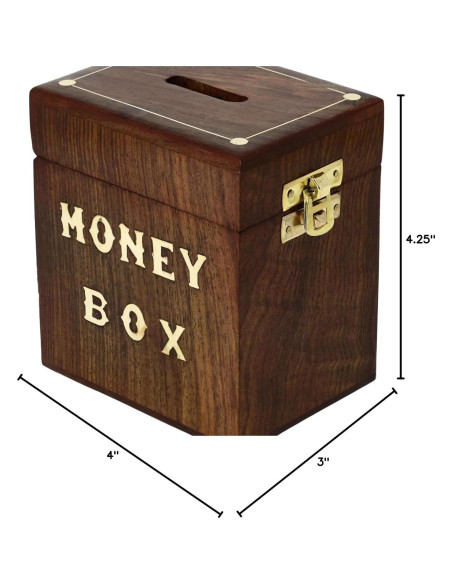 Caja de Ahorro de Madera Hecha a Mano ARTISENIA 10x7.6 cm