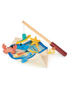 Juego de Pesca Magnético de Madera Mentari - 9 Piezas para Niños 3+