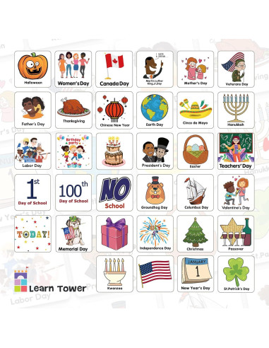 Calendario y Gráfico del Tiempo Learn Tower Multicolor 70x111 cm