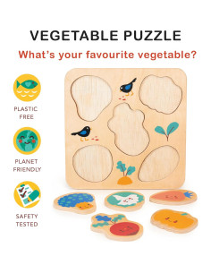 Rompecabezas de Verduras Mentari - Juguete de Madera 20x20 cm 2