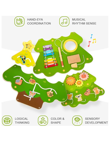 Panel Sensorial de Pared OOOK Tree Montessori 4 Actividades