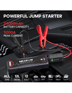 NEXPOW Q12 Arrancador de Coche 5000A 24000mAh 12V 2