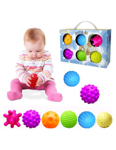 Pelotas Sensoriales Vintage para Bebés - 6 Piezas Multicolor