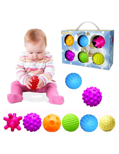 Pelotas Sensoriales Vintage para Bebés - 6 Piezas Multicolor