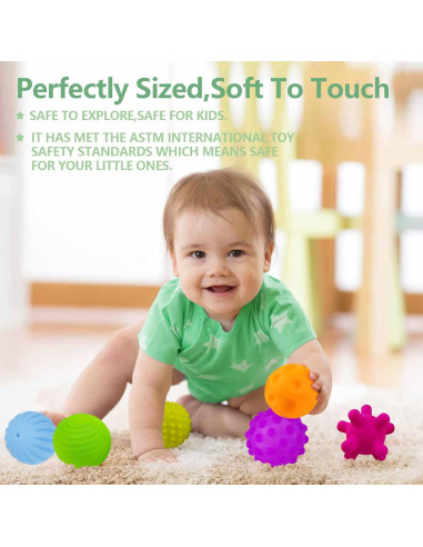 Pelotas Sensoriales Vintage para Bebés - 6 Piezas Multicolor