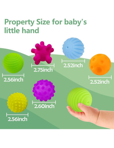 Pelotas Sensoriales Vintage para Bebés - 6 Piezas Multicolor
