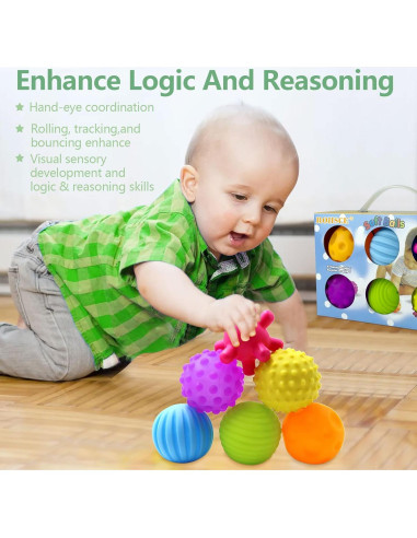 Pelotas Sensoriales Vintage para Bebés - 6 Piezas Multicolor