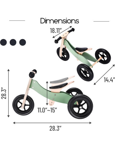 Bicicleta de Equilibrio de Madera Banana Bike Verde 76.2 cm