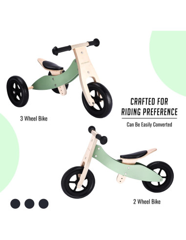 Bicicleta de Equilibrio de Madera Banana Bike Verde 76.2 cm