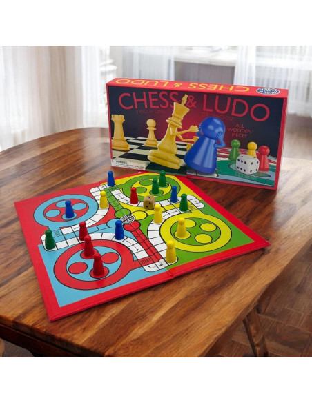 Juego de Ajedrez y Ludo Casa de Canicas - 2 en 1 Familiar Juego de Ajedrez y Ludo Casa de Canicas - 2 en 1 Familiar