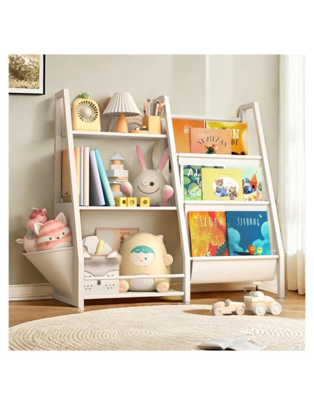 Estante para Niños Infurnic 3 Niveles con Bolsillo Extra Blanco