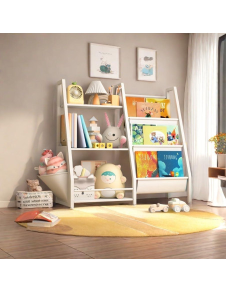 Estante para Niños Infurnic 3 Niveles con Bolsillo Extra Blanco