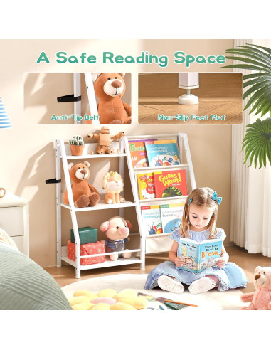 Estante para Niños Infurnic 3 Niveles con Bolsillo Extra Blanco