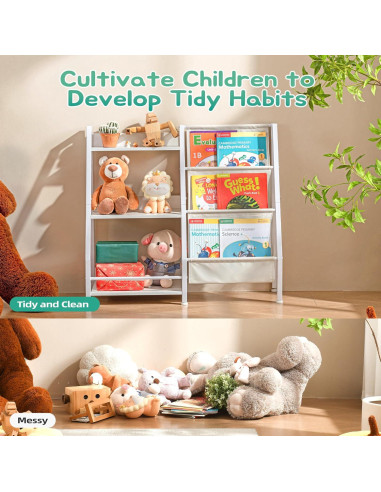 Estante para Niños Infurnic 3 Niveles con Bolsillo Extra Blanco