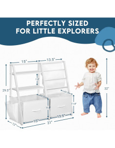 Estantería para Niños LOFTEY con 2 Cajones, 79x30.5x75 cm 2