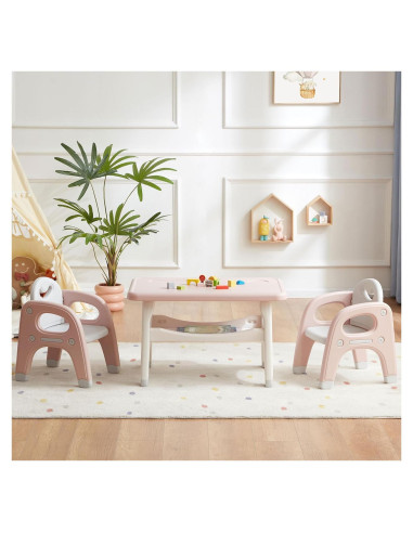Juego de Mesa y 2 Sillas Montessori GITAWUSA Rosa 80x50 cm