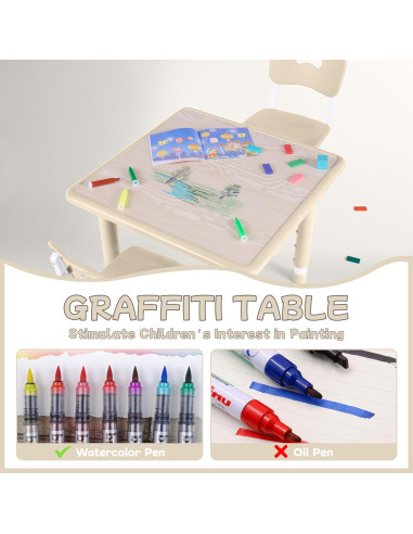 Juego de Mesa y Sillas Ajustable GITAWUSA para Niños 3-8 Años