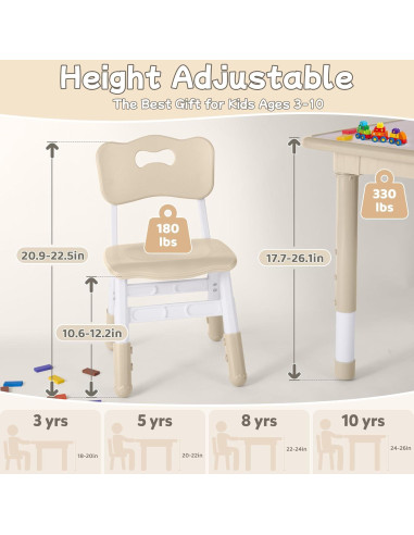 Juego de Mesa y Sillas Ajustable GITAWUSA para Niños 3-8 Años