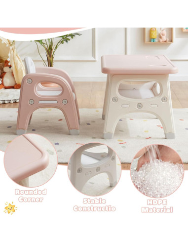 Juego de Mesa y 2 Sillas Montessori GITAWUSA Rosa 80x50 cm